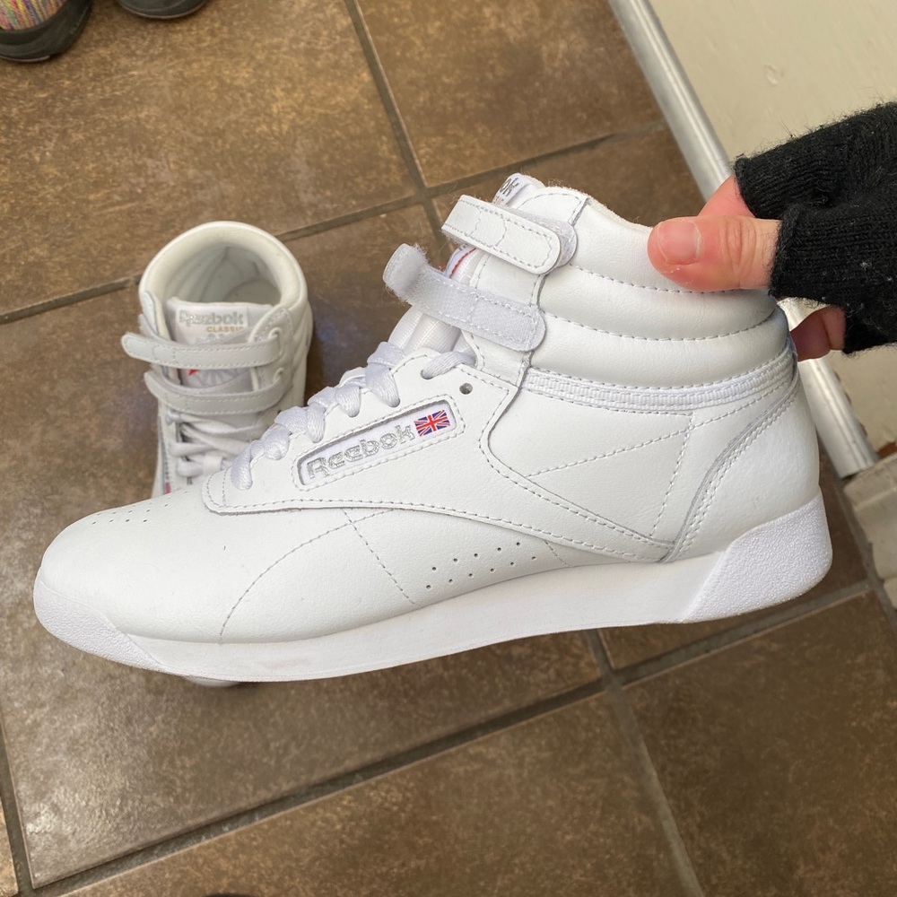Reebok classic high-top sneakers (white) — just like new, worn only once.